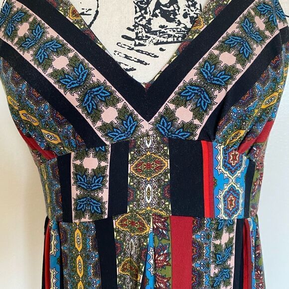 T Tahari Black Sleeveless Tile Stripe Maxi Dress Size M - Picture 8 of 12